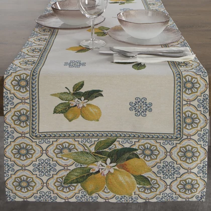 Citromos gobelin asztalterítő Natúr 45x140 cm - 5 cm