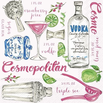 Cosmopolitan szalvéta 3 rétegű 20 db/csomag - koktélszalvéta