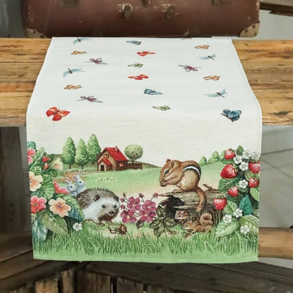 Erdei állatok gobelin asztali futó 44x140 cm