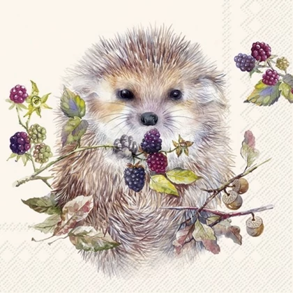 Forest hedgehog sünis szalvéta 3 rétegű 20 db/csomag - koktélszalvéta