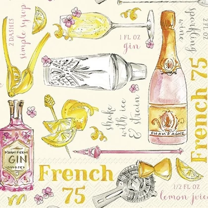 Gin &amp; champagne szalvéta 3 rétegű 20 db/csomag - koktélszalvéta