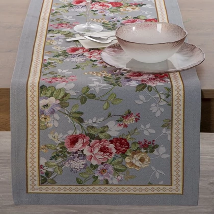 Gobelin terítő nyári virágokkal Szürke 40x100 cm - 5 cm