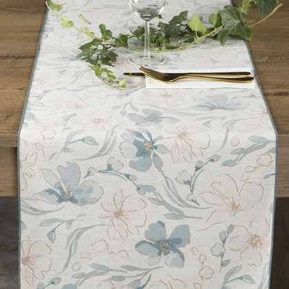 Ines terítő pasztell virágokkal Natúr 40x140 cm