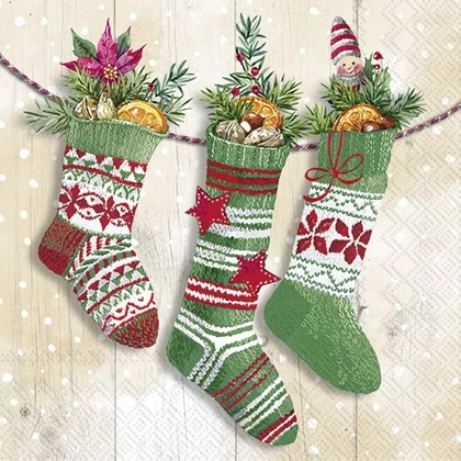 Knit socks karácsonyi szalvéta 3 rétegű 20 db/csomag - koktélszalvéta