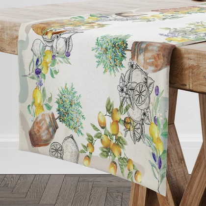 NAPOLI Citrom mintás mediterrán asztali futó 45x140 cm