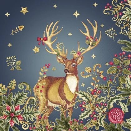 Opulent deer szarvasos szalvéta 3 rétegű 20 db/csomag - koktélszalvéta