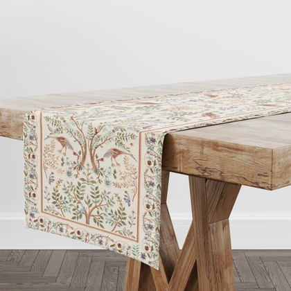 Ősi kert fehér gobelin asztali futó 37x100 cm