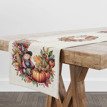 Őszi tökös madárijesztős gobelin asztali futó 37x100 cm