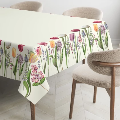 Tavaszi tulipánmező gobelin asztalterítő 137x240 cm