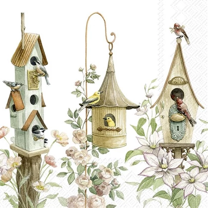 Three birdhouses madárházas szalvéta 3 rétegű 20 db/csomag - koktélszalvéta
