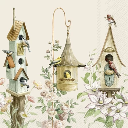 Three birdhouses madárházas szalvéta 3 rétegű 20 db/csomag