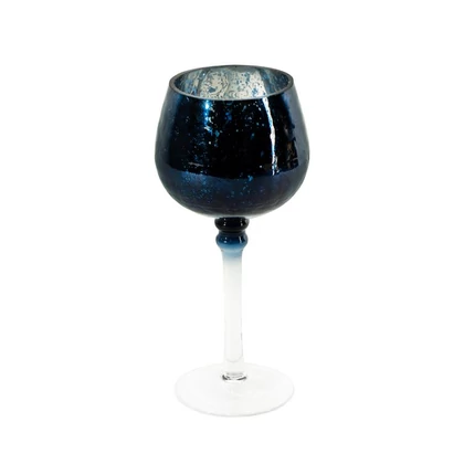 Verre2 üveg gyertyatartó Gránátkék 9(kör sugár)x20 cm