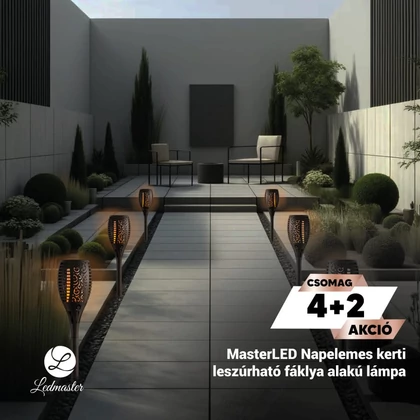 MasterLED Napelemes 6 W-os kerti leszúrható fáklya alakú lámpa 4+2 csomagakció