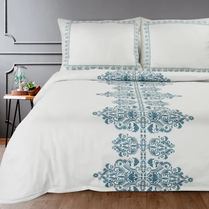 Reina29 pamut-szatén ágyneműhuzat Fehér/sötétkék 220x200 cm - 70x80 cm 2db
