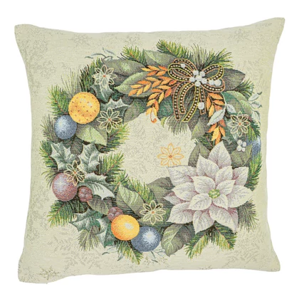 Advent karácsonyi koszorús párnahuzat arany lurex 45x45 cm