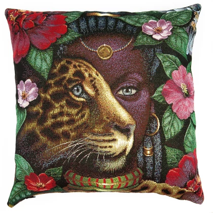 Afrikai leopárdos párnahuzat arany lurex 45x45 cm