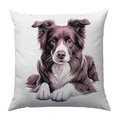 Border collie barna kutyás párnahuzat 45x45 cm