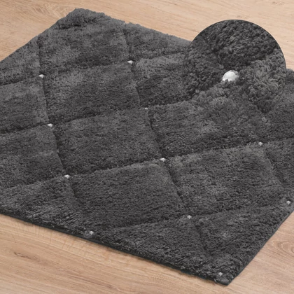 Chic2 pamut fürdőszobaszőnyeg kristályokkal Acélszürke 60x90 cm