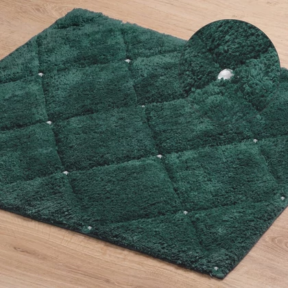Chic2 pamut fürdőszobaszőnyeg kristályokkal Sötétzöld 50x70 cm