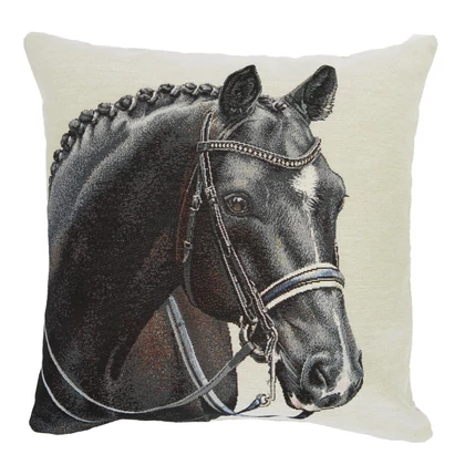 Fekete lovas párnahuzat 45x45 cm