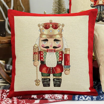 Gobelin párnahuzat diótörős arany koronás arany lurex 45x45 cm