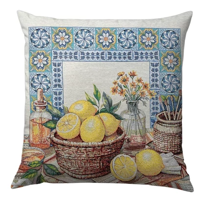 Lemon Art citromos mediterrán párnahuzat 45x45 cm