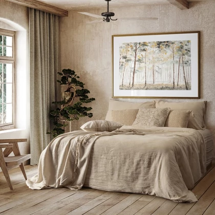 Linen ágyneműhuzat Bézs 220x200 cm - 70x80 cm 2db