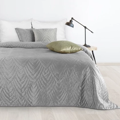Luiz6 bársony ágytakaró fényes márvány hatású mintával Ezüst 170x210 cm