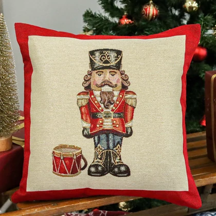 Nutcracker diótörős fekete kalapos párnahuzat arany lurex 45x45 cm