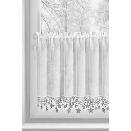 Xmas2 vitrázs függöny szürke csillagos Fehér 60x150 cm