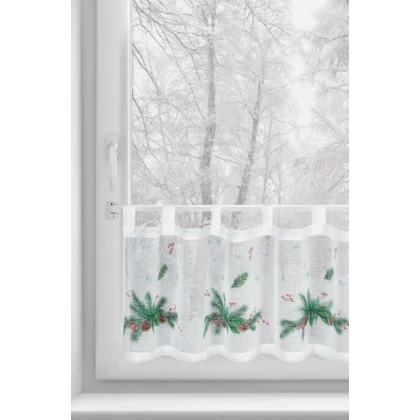 Xmas4 vitrázs függöny fenyőágas Fehér 30x150 cm