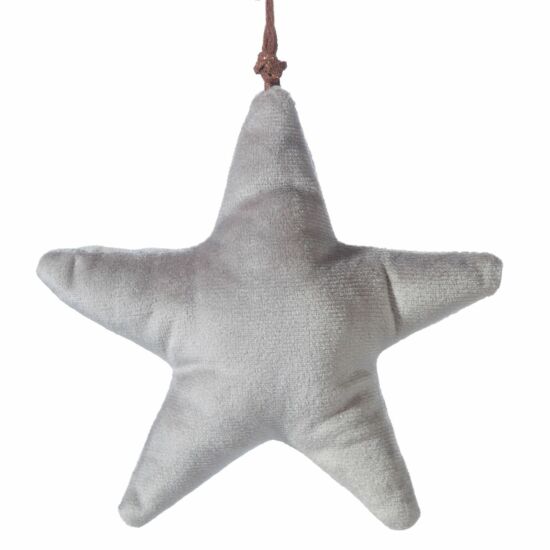 Plüss csillag akasztós karácsonyfadísz Ezüst 12 cm