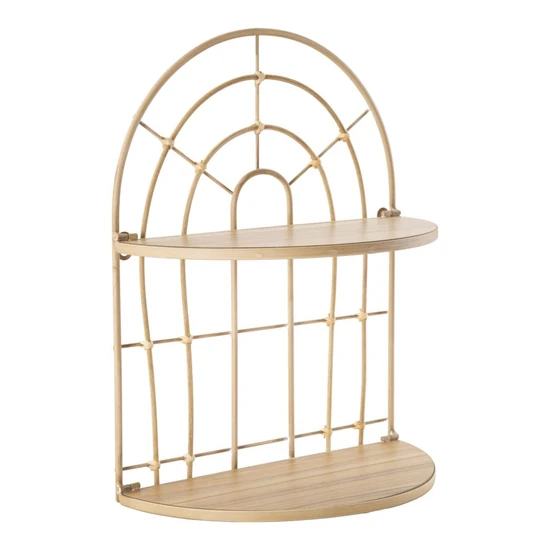 Dupla íves polc rattan hatású barna 34,5x18x45,5 cm