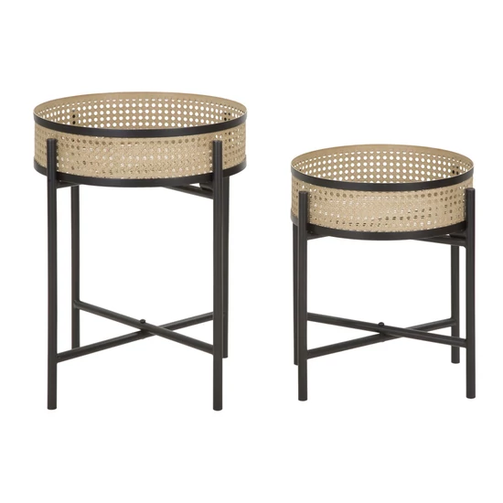 Fuji asztalrattan 2db-os szett barna/fekete ø 40x50-35x40 cm