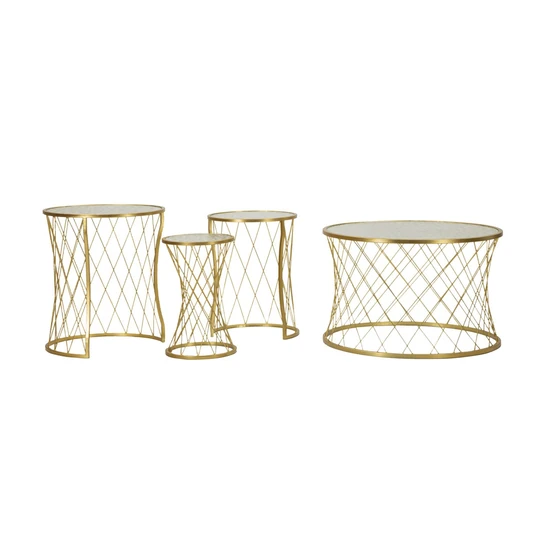 Noah asztal 4db-os szett arany ø 70x45-47x54,5-36x50-28x45 cm