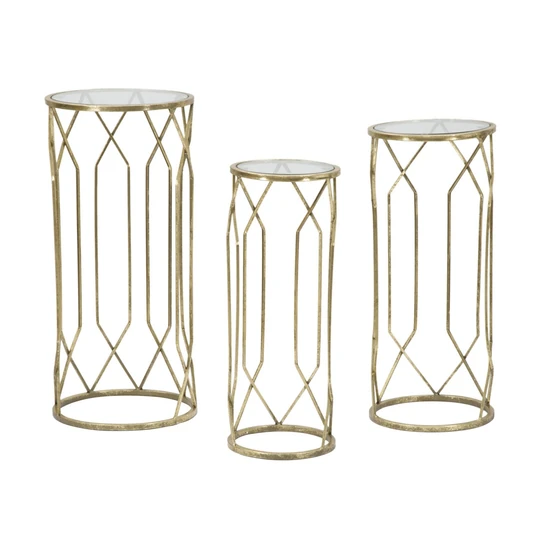 Tunis tárolóasztal 3db-os szett arany ø 32x71-28x65-23x61 cm