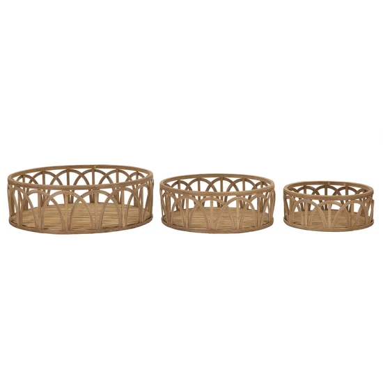 Fuji rattan kosár 3db-os szett barna ø 50x16-40x14-30x12 cm