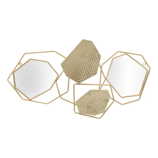 Geometriai mintás tükör arany 91x4x52 cm