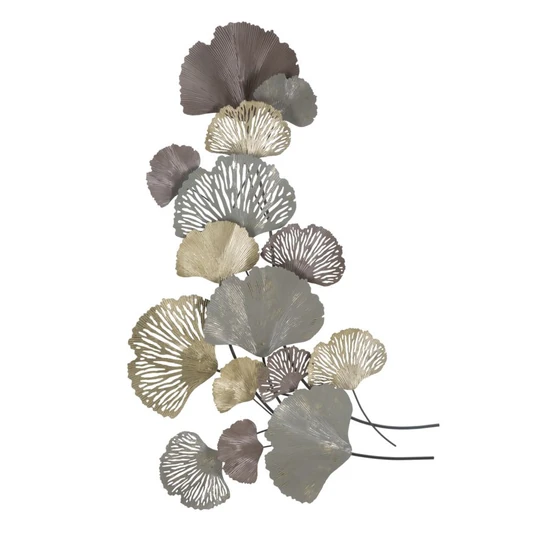 Ginko levelek fali dekoráció arany/szürke/barna 76x7,6x126 cm