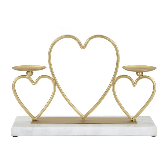 Hearts gyertyatartó arany/fehér 30x9x20 cm