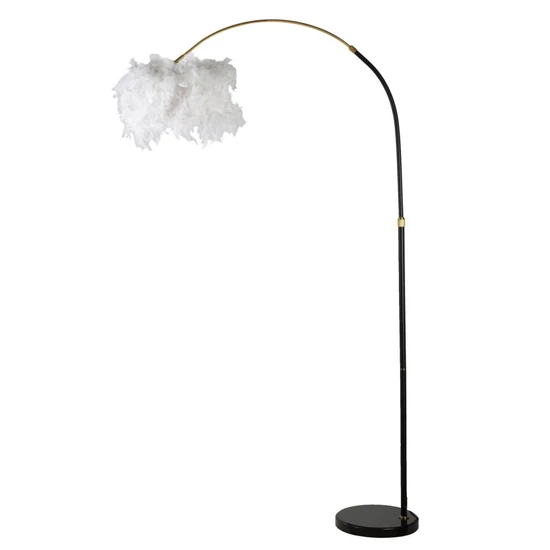 Íves slim állólámpa tollakkal fehér/fekete 100x150-180 cm