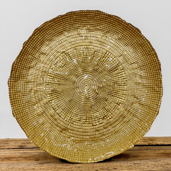 Kanvas lapos üvegtányér 28 cm arany átmérő: 28 cm