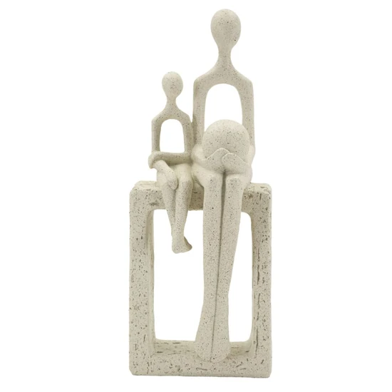 Kő kismama a gyerekével szobor krémszín 10x7,5x26 cm