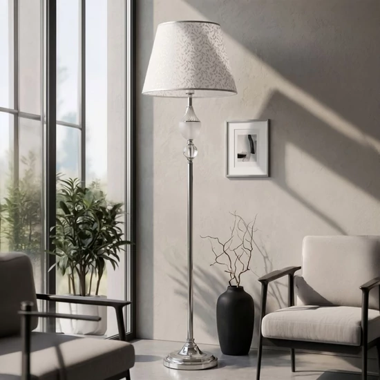 Kody állólámpa elegáns üveg díszítéssel ezüst Ø40x158 cm