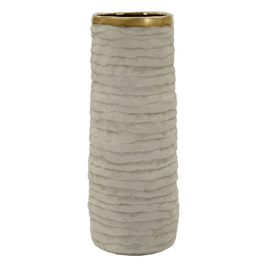 Lima hengeres váza texturált mintával szürke/arany Ø 15,5X40 cm