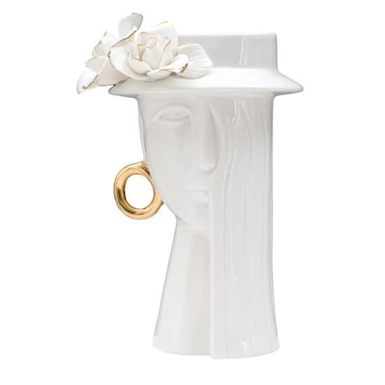 Női elegáns porcelán váza fehér/arany 15x13.3x23.5 cm