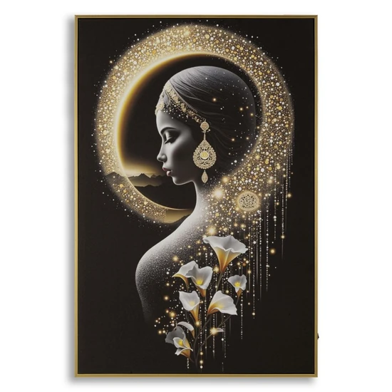 Női sziluett LED fénnyel falikép lakkozott vászonra nyomtattva kerettel 60X3,5X90 cm