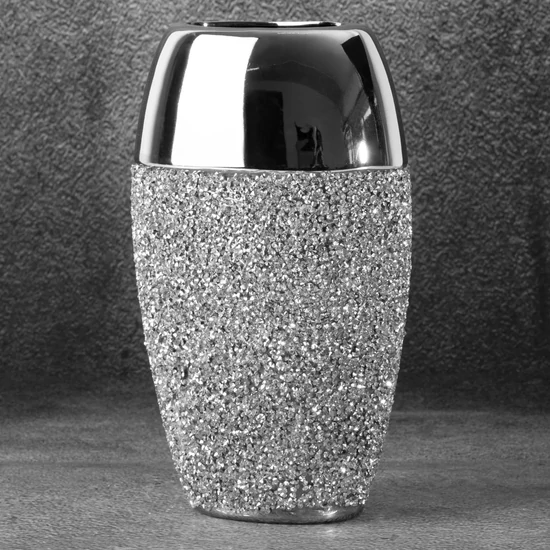 Palmera glamour stílusú kerámia váza Ezüst 14x10x24 cm Palmera glamour stílusú kerámia váza Ezüst 14x10x24 cm