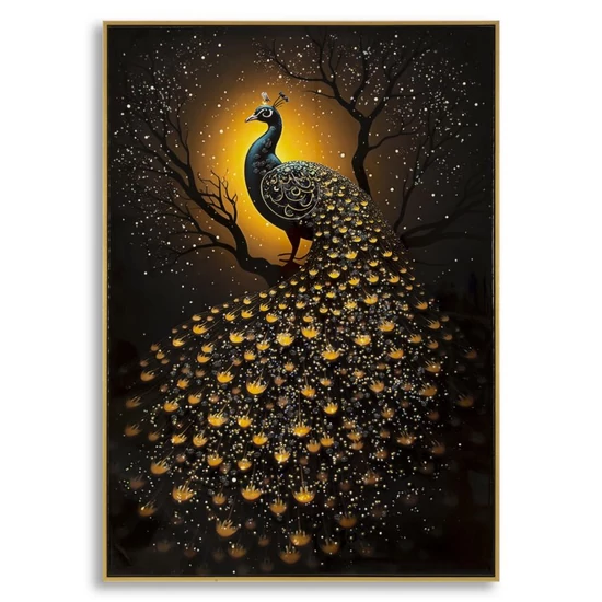 Pávás falikép lakkozott vászonra nyomtattva kerettel 70X4X100 cm
