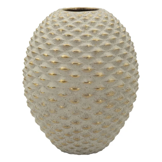 Pepipa gömb alakú váza relief textúrávla szürke/arany Ø 23,5X28,5 cm